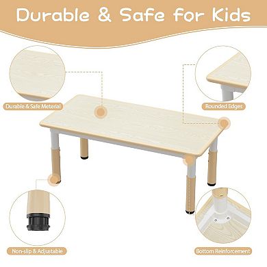ANIXOL Kids Table and 4 Chairs Set with Wood Grain Top