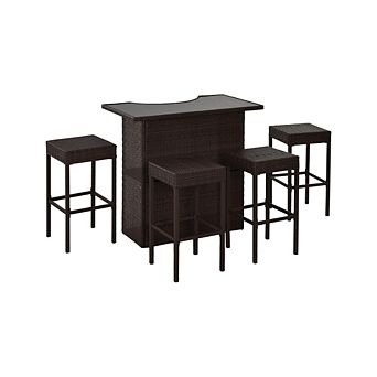 Outdoor Bar Set with Glass Countertop
