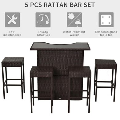 Outdoor Bar Set with Glass Countertop