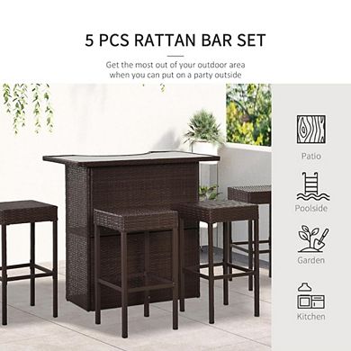 Outdoor Bar Set with Glass Countertop
