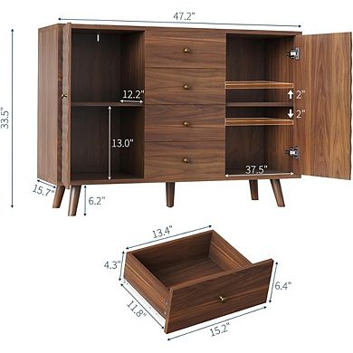 Mid Century Modern Sideboard Cabinet with Drawers and Storage