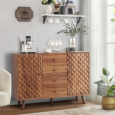 Mid Century Modern Sideboard Cabinet with Drawers and Storage