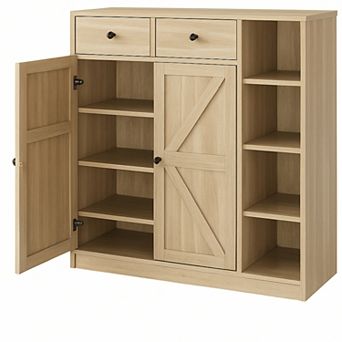 Shoe Storage Cabinet with Doors and Adjustable Shelves