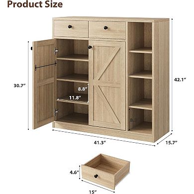 Shoe Storage Cabinet with Doors and Adjustable Shelves