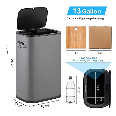 Automatic Motion Sensor Trash Can with Soft Close Lid and Handle