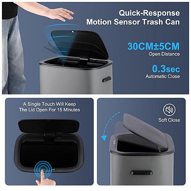 Automatic Motion Sensor Trash Can with Soft Close Lid and Handle