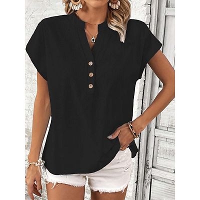 women's short sleeve dress blouses Women's Curvy Short-Sleeve Statement Collar Shirt in Cloud White Size XXS from Hollister