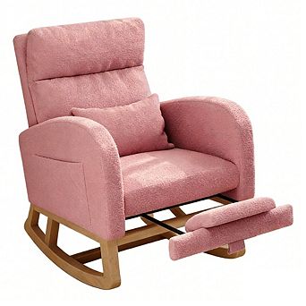 Corduroy Rocking Chair with Footrest