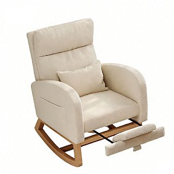 Corduroy Rocking Chair with Footrest