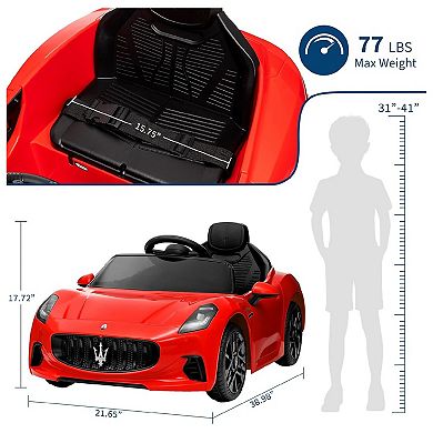 Ride On Car Licensed Maserati GranCabrio, 12V Powered Motorized Car for Children with Remote Control