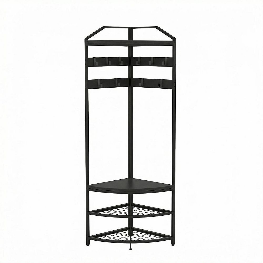ANIXOL Corner Hall Tree with Shoe Storage and Hooks