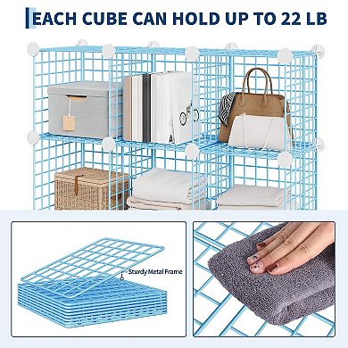 ANIXOL 12-Cube Wire Storage Organizer Shelf