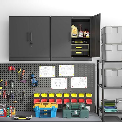 ANIXOL Locking Wall Mount Steel Storage Cabinet with Adjustable Shelves