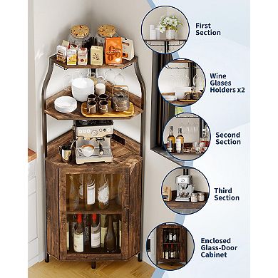 ANIXOL Corner Wine Bar Cabinet with LED and Storage