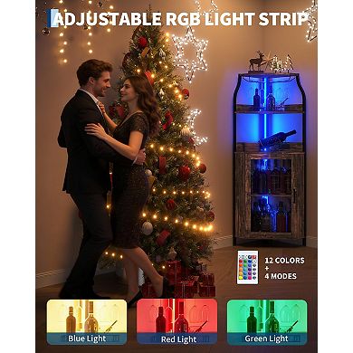 ANIXOL Corner Wine Bar Cabinet with LED and Storage