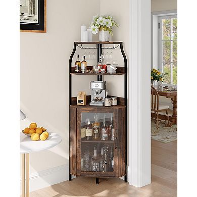 ANIXOL Corner Wine Bar Cabinet with LED and Storage