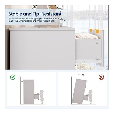 Modern Fluted Double Dresser with 10 Drawer Storage