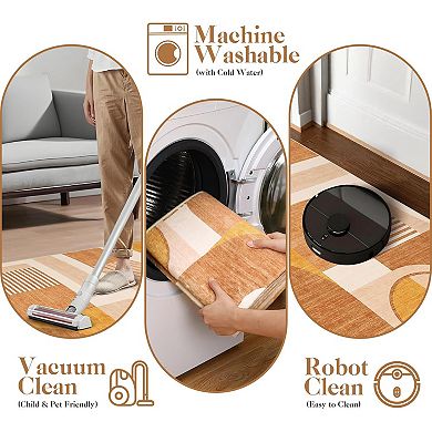 ANIXOL Boho Geometric Washable Non-Slip Area Rug