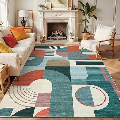 ANIXOL Boho Geometric Washable Non-Slip Area Rug