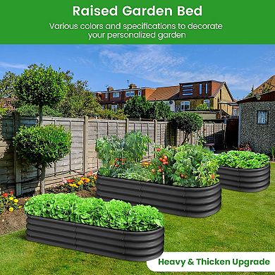 2-Pack Raised Garden Bed 4.5x2x1ft, with Open-Ended Base, Galvanized Metal Garden Bed Outdoor