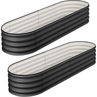 2-Pack Raised Garden Bed 4.5x2x1ft, with Open-Ended Base, Galvanized Metal Garden Bed Outdoor