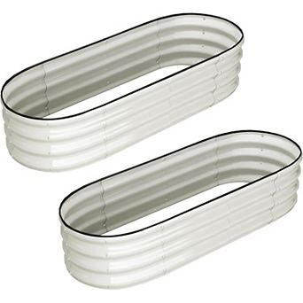 2-Pack Raised Garden Bed 4.5x2x1ft, with Open-Ended Base, Galvanized Metal Garden Bed Outdoor