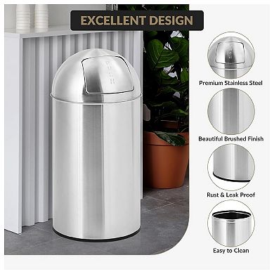 Commercial Stainless Steel Trash Can with Swing Lid