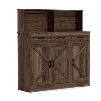 ANIXOL 3-Door 3-Drawer Buffet Cabinet with Microwave Stand