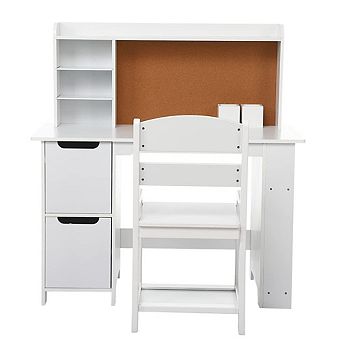 ANIXOL Kids Desk and Chair Set with Storage, Pure White