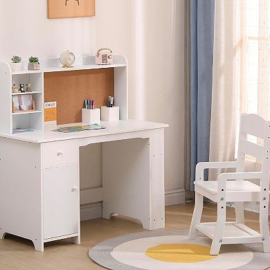 ANIXOL Kids Desk and Chair Set with Storage, Pure White