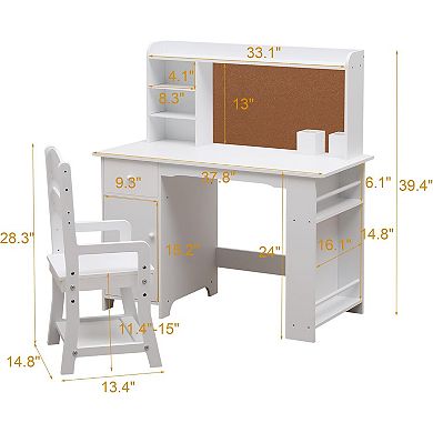 ANIXOL Kids Desk and Chair Set with Storage, Pure White