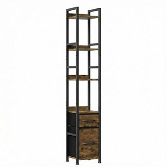 ANIXOL 6 tier Bookshelf with Drawers and Steel Frame