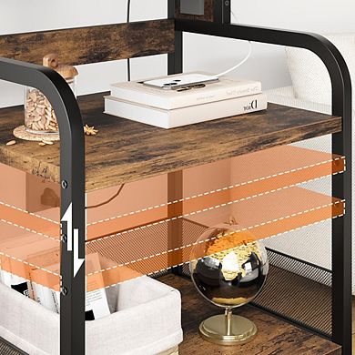 ANIXOL 3-Tier Printer Stand on Wheels with Power Strip & Adjustable Shelf