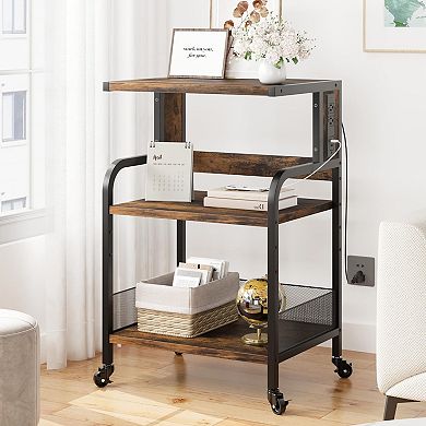 ANIXOL 3-Tier Printer Stand on Wheels with Power Strip & Adjustable Shelf
