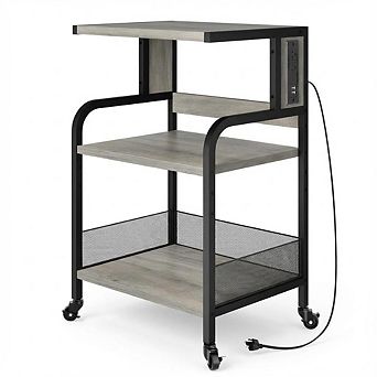 ANIXOL 3 tier Printer Stand on Wheels with Power Strip & Adjustable Shelf