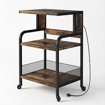 ANIXOL 3 tier Printer Stand on Wheels with Power Strip & Adjustable Shelf