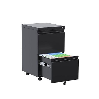 ANIXOL 2-Drawer Lockable Metal File Cabinet on Wheels