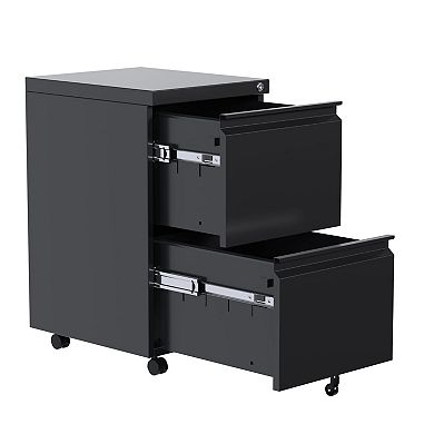 ANIXOL 2-Drawer Lockable Metal File Cabinet on Wheels