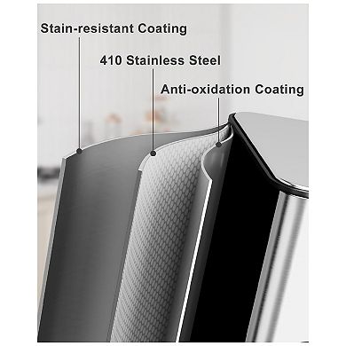 Triple Compartment Stainless Steel Kitchen Trash Can Soft-Close Lid Fingerprint Resistant