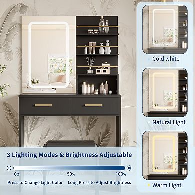 ANIXOL Vanity Desk with Lighted Mirror Set