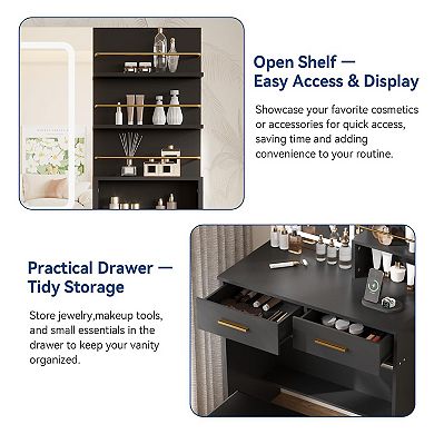 ANIXOL Vanity Desk with Lighted Mirror Set