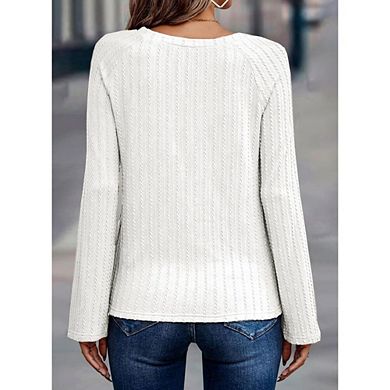 Womens Long Sleeve Lightweight Shirts Crew Neck Knit Basic Tee Spring Fall Causal Work Tops