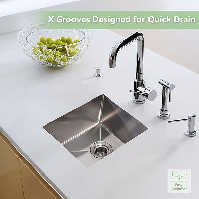 15" Undermount Single Bowl Kitchen Sink, 16-Gauge Stainless Steel, 10" Deep w/Accessories