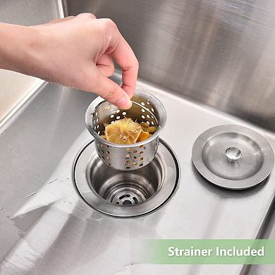 15" Undermount Single Bowl Kitchen Sink, 16-Gauge Stainless Steel, 10" Deep w/Accessories