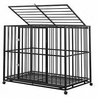 Heavy Duty Stainless Steel Dog Crate Kennel with Wheels