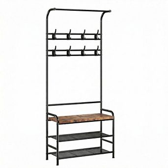 ANIXOL Hall Tree Coat Rack with Bench and Storage Shelf