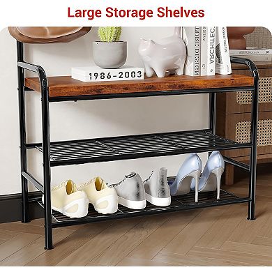 ANIXOL Hall Tree Coat Rack with Bench and Storage Shelf