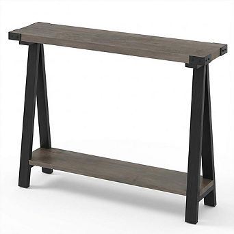 IDEALHOUSE Rustic Console Table with Open Shelf & V-Shape Metal Legs