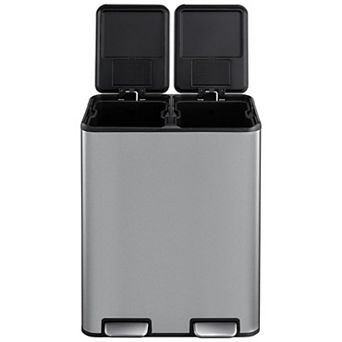Trash Can with Lid, 60L/16 Gal Pedal Stainless Steel Double Trash Can Kitchen Recycling