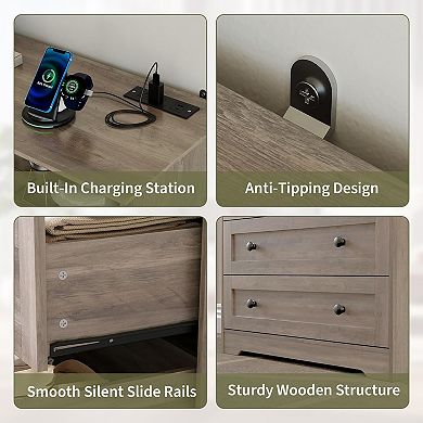 ANIXOL 3-Drawer Wood Dresser with Charging